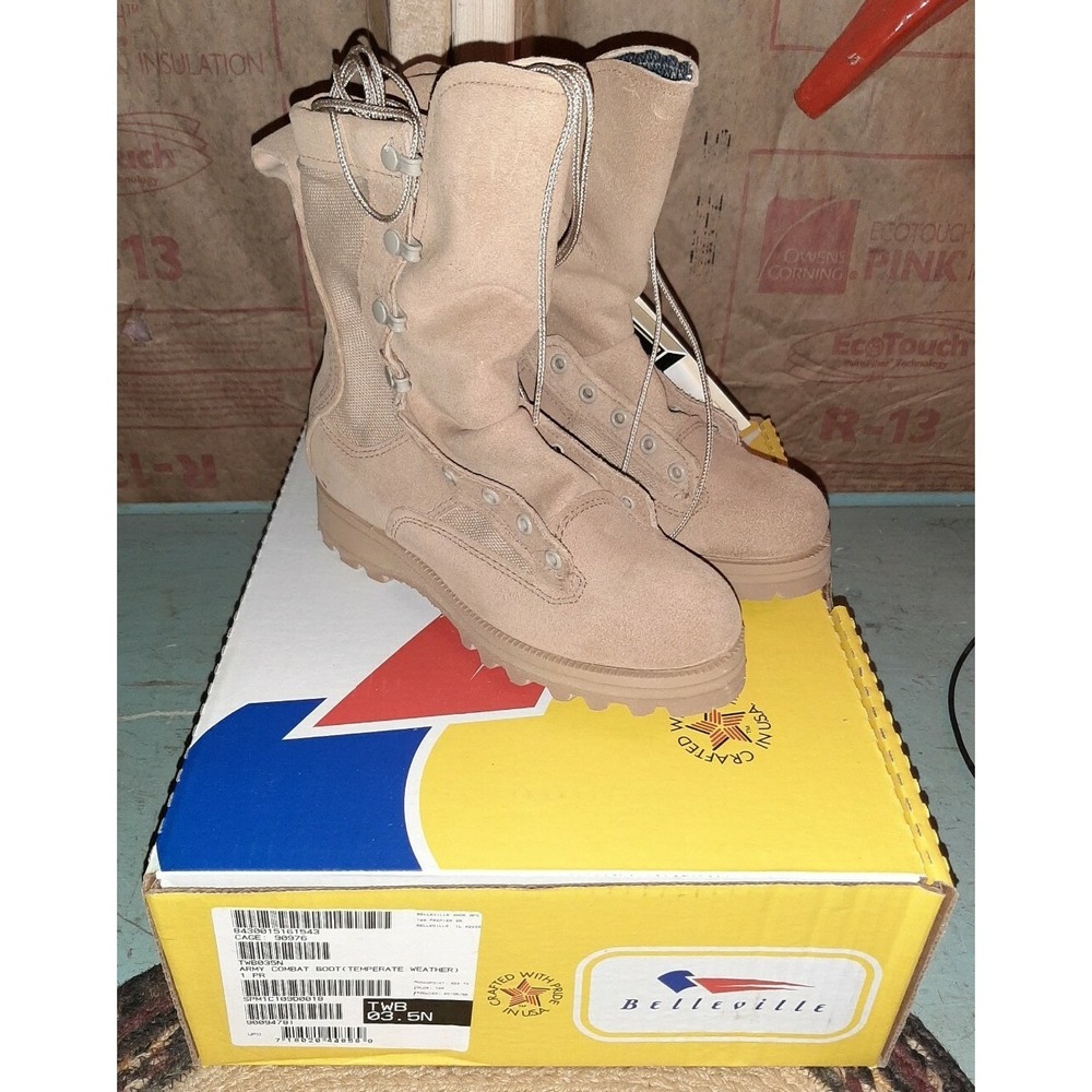 NEW Belleville Military Army Combat Work Tan Desert Boots Mens Boys 3.5N‎